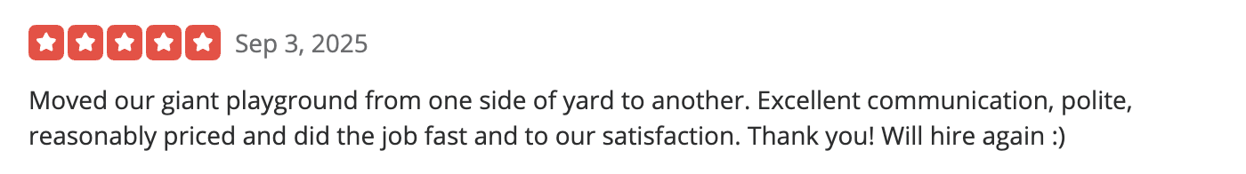 Google review for TV mounting service